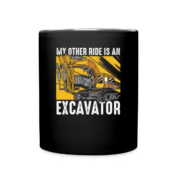 Mon autre manège est une excavatrice - Mug uni - noir - Devant