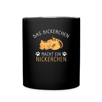 Das Dickerchen macht Nickerchen Katze Schlafshirt - Tasse einfarbig - Schwarz - Vorne