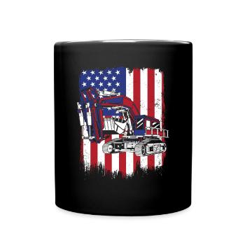 Excavator Seilbagger Raupenbagger Baggerführer - Tasse einfarbig - Schwarz - Vorne