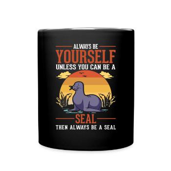 Cadeau de phoque Lion de mer Phoque Lion de mer - Mug uni - noir - Devant