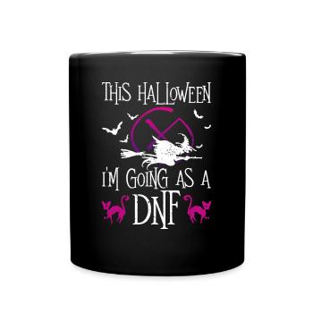 Dieses Halloween gehe ich als DNF - Geocaching - Tasse einfarbig - Schwarz - Vorne