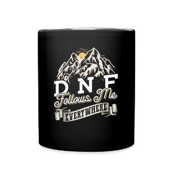 DNF Follows Me Everywhere - Geocaching Geocacher - Tasse einfarbig - Schwarz - Vorne