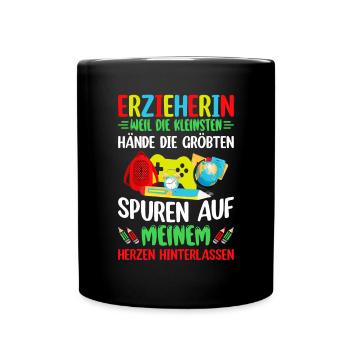 Erzieher Kindergarten Abschiedsgeschenk - Tasse einfarbig - Schwarz - Vorne