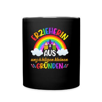 Erzieherin Abschiedsgeschenkidee Kita - Tasse einfarbig - Schwarz - Vorne