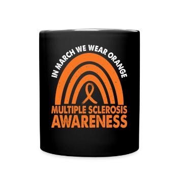 In March we wear orange multiple sclerosis - Full Colour Mug - black - Front