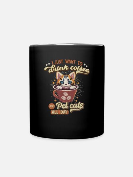 Lustiger Spruch Kaffee trinken Zitat Kaffeeliebhaber - Tasse einfarbig - Schwarz