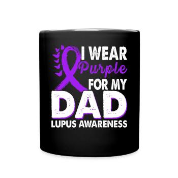 Wear purple for daddy's support - Full Colour Mug - black - Front