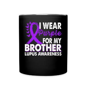 Portez du violet pour la sensibilisation au lupus de frère - Mug uni - noir - Devant