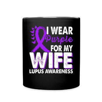 Wear purple for the support of the - Full Colour Mug - black - Front