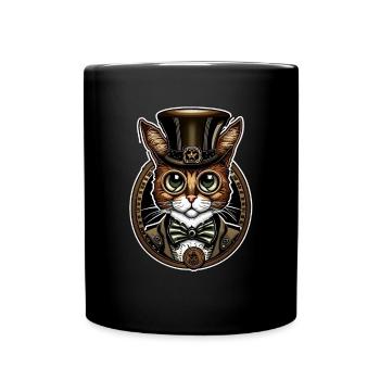 Steampunk Cat 02 - Full Colour Mug - black - Front