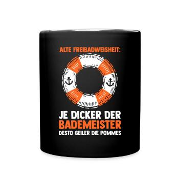 Rettungsschwimmer Bademeister - Tasse einfarbig - Schwarz - Vorne