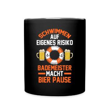 Rettungsschwimmer Bier Bademeister - Tasse einfarbig - Schwarz - Vorne