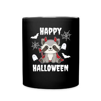 Raccoon Happy Halloween Devil Costume - Full Colour Mug - black - Front