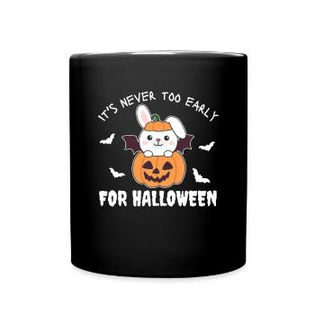 Lapin, il n’est jamais trop tôt pour la citrouille d’Halloween - Mug uni - noir - Devant