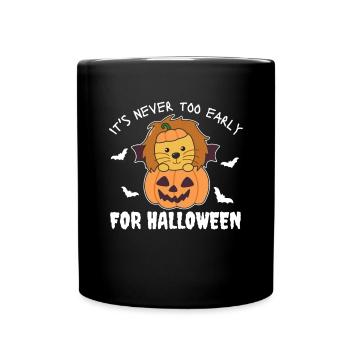 Lion, il n’est jamais trop tôt pour la citrouille d’Halloween - Mug uni - noir - Devant