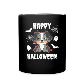 Australian Shepherd Happy Halloween Devil - Full Colour Mug - black - Front