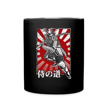 Samurai Stamp Japanese Art Warrior - Full Colour Mug - black - Front