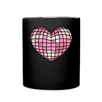 Danish Pastel Aesthetics Heart Disco Ball - Full Colour Mug - black - Front