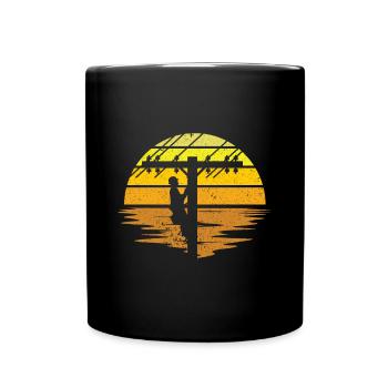Retro Elektroinstallateur - Leitungsmonteur - Tasse einfarbig - Schwarz - Vorne