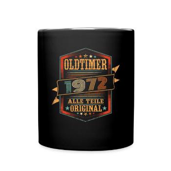 oldtimer 1972 Original - 51 Geburtstag - Tasse einfarbig - Schwarz - Vorne