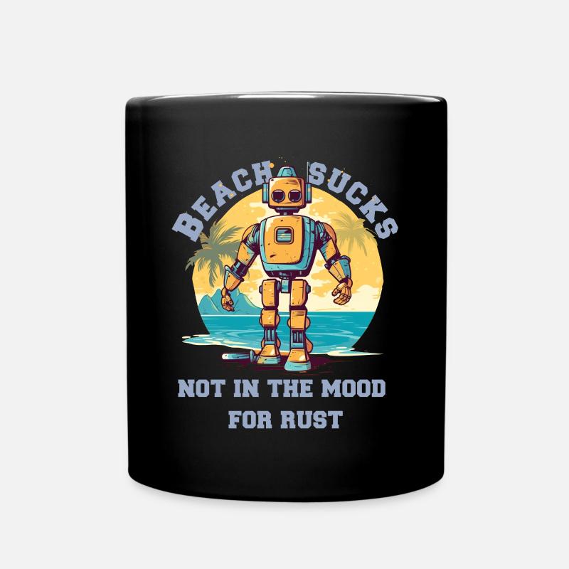 Robot sur la plage avec lettrage - Mug uni - noir
