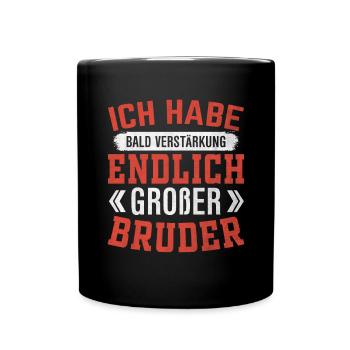 Bald muss ich mein Spielzeug teilen Großer Bruder - Tasse einfarbig - Schwarz - Vorne