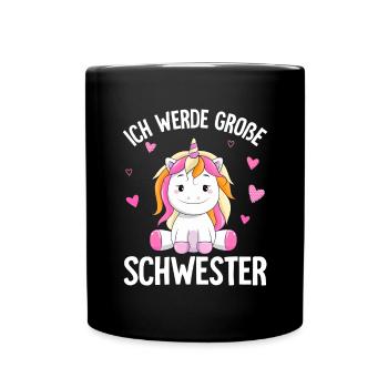 Ich werde große Schwester Kinder - Tasse einfarbig - Schwarz - Vorne