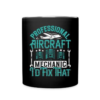 Love Airplane aviation - Full Colour Mug - black - Front