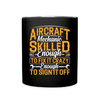 Love Airplane aviation - Full Colour Mug - black - Front