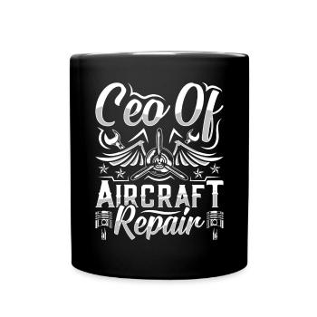 Love Airplane aviation - Full Colour Mug - black - Front