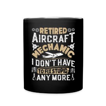 Love Airplane aviation - Full Colour Mug - black - Front