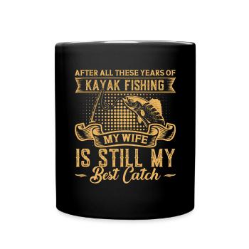Fishing Kayak Paddling - Full Colour Mug - black - Front