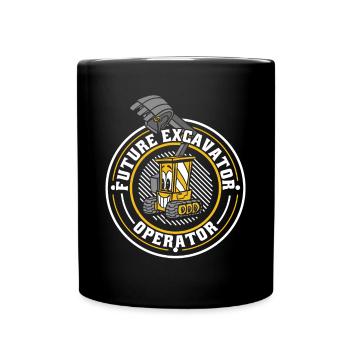 Future Excavator Operator Excavator Duty cycle crawler crane - Full Colour Mug - black - Front