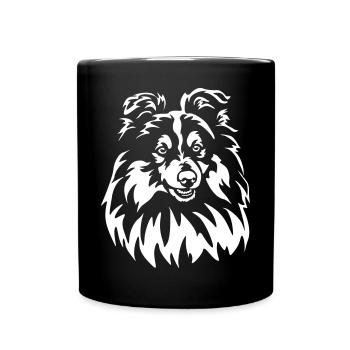 Sheltie Kopf "Black Edition" - Tasse einfarbig - Schwarz - Vorne