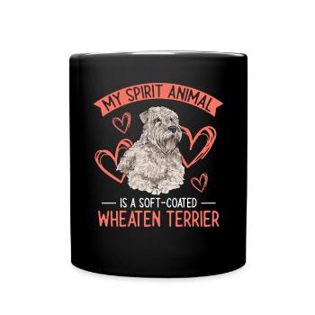 Irish Soft Coated Wheaten Terrier - Tasse einfarbig - Schwarz - Vorne