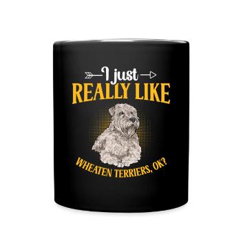 Irish Soft Coated Wheaten Terrier - Tasse einfarbig - Schwarz - Vorne