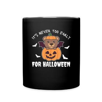 Ours, il n’est jamais trop tôt pour la citrouille d’Halloween - Mug uni - noir - Devant