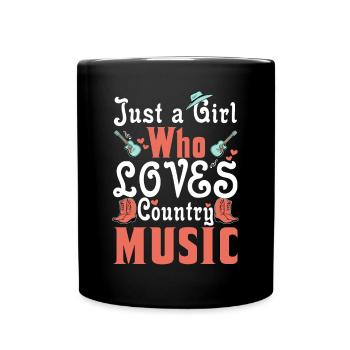Just a girl who loves country music - Full Colour Mug - black - Front
