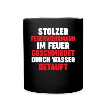 Feuerwehrmann Feuerwehr - Tasse einfarbig - Schwarz - Vorne