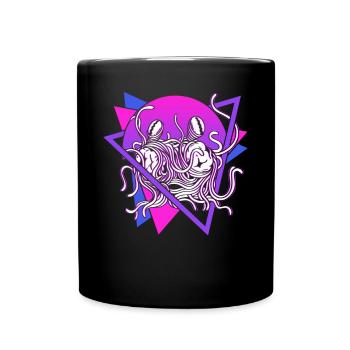 Fliegendes Spaghettimonster FSM Pastafarian Retro - Tasse einfarbig - Schwarz - Vorne