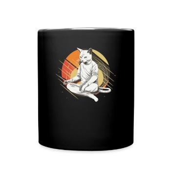 Katzen Fechter gamer Vintage Fechten Sport Katzen - Tasse einfarbig - Schwarz - Vorne