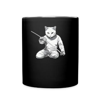 Cats, fencers, gamers, cartoons, fencing, cats - Full Colour Mug - black - Front