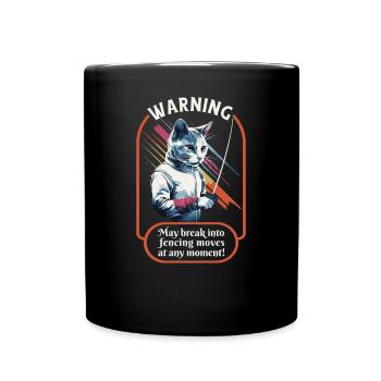 Katzen Fechter gamer lustiges Fechten Sport Katzen - Tasse einfarbig - Schwarz - Vorne