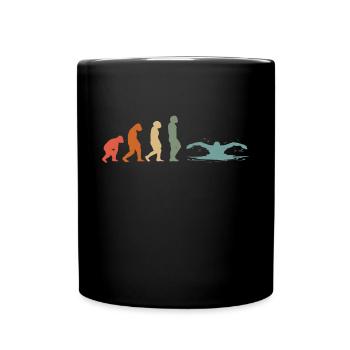 Schwimmer schwimmen Vintage Evolution Schwimm - Tasse einfarbig - Schwarz - Vorne