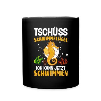 Tschüss Schwimmflügel Ich kann jetzt schwimmen - Tasse einfarbig - Schwarz - Vorne