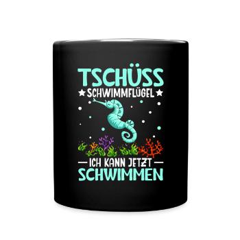 Schwimmflügel Seepferdchen Schwimmen - Tasse einfarbig - Schwarz - Vorne
