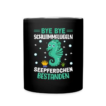 Frühschwimmer Seepferdchen bestanden - Tasse einfarbig - Schwarz - Vorne