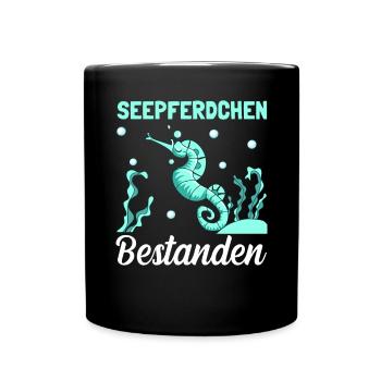Schwimmen Seepferdchen Schwimmkurs - Tasse einfarbig - Schwarz - Vorne