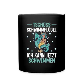 Schwimmflügel Seepferdchen Meerjungfrau - Tasse einfarbig - Schwarz - Vorne