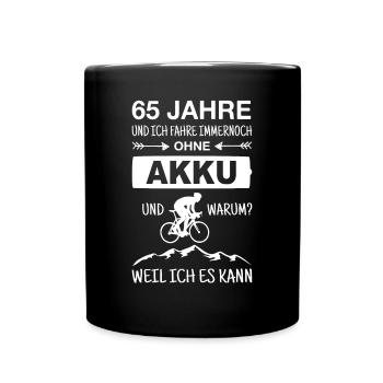 65 Jahre Geburtstag Papa Vater Radfahrer Rennrad - Tasse einfarbig - Schwarz - Vorne
